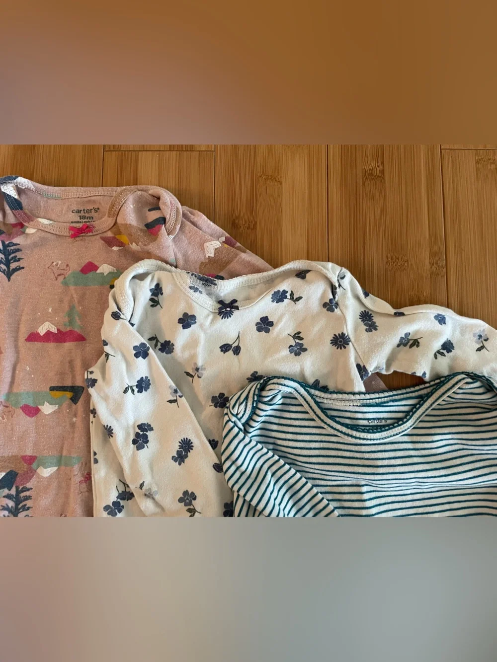 3 Carters 18-24m Long-Sleeve Onesies